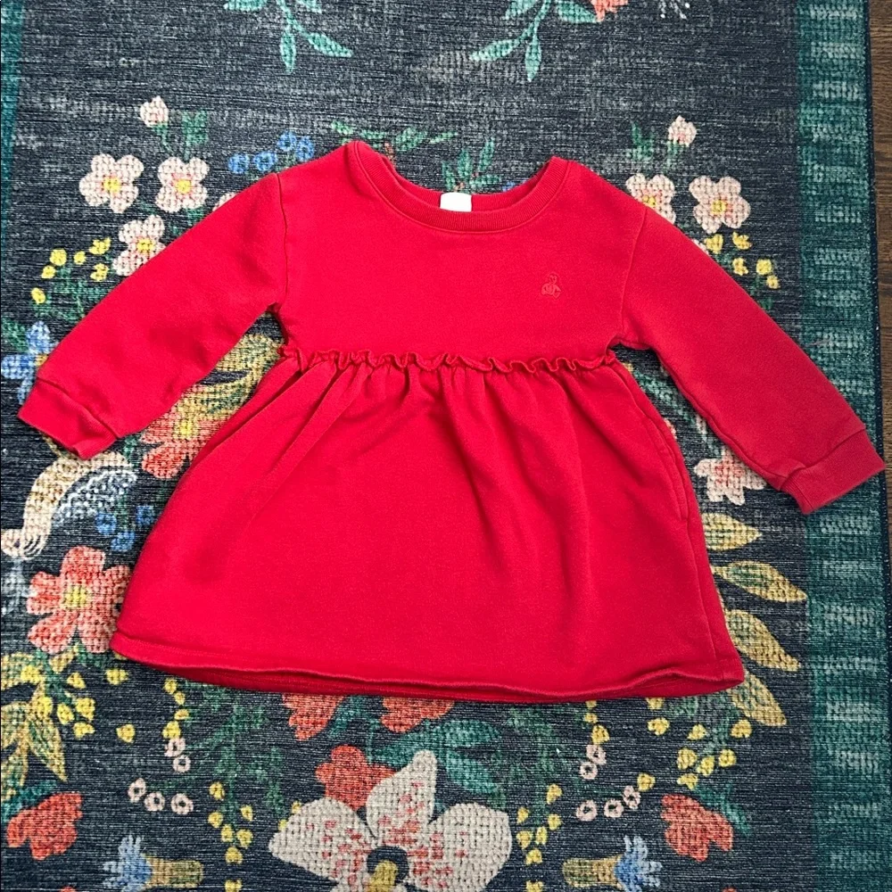Gap Toddler Red Sweatshirt Ruffle Dress, Size 2T